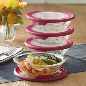 Princess House Glass Bowls with Rose Lids